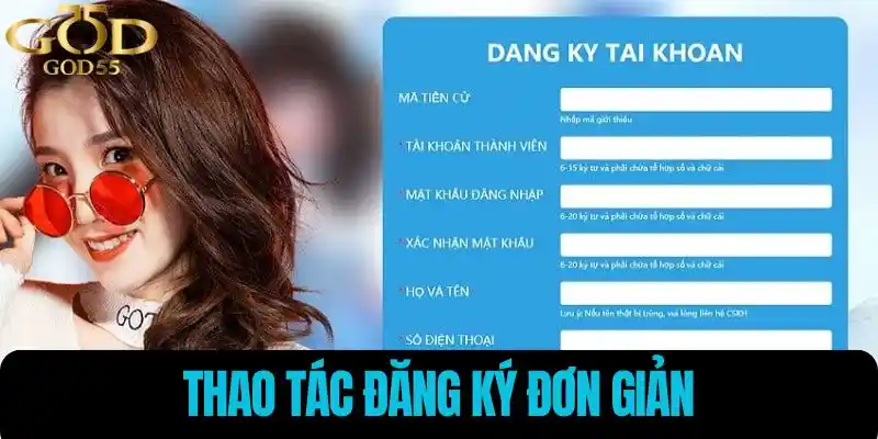 Thao tác đăng ký đơn giản